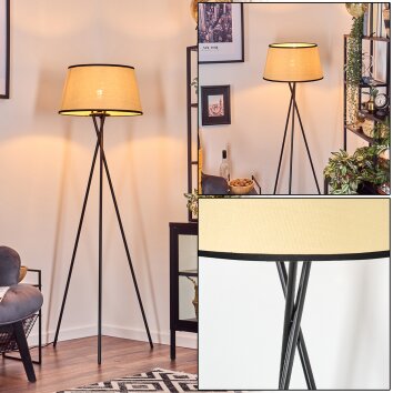 Chellas Lampadaire beige, Noir, 1 lumière