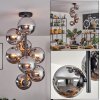 Gastor Plafonnier, Boule lumineuse Chrome, Fumé, 8 lumières