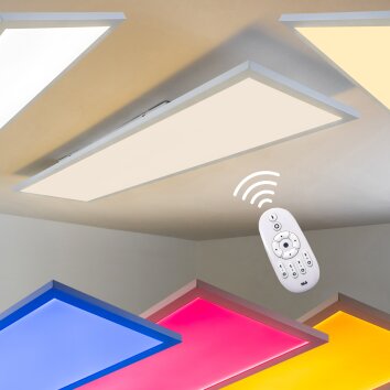 Plafonnier WABOS LED Blanc, 1 lumière, Télécommandes, Changeur de couleurs