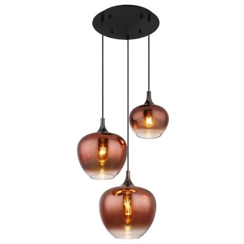 Maxy Suspension Luminaires Globo Lighting Chrome, Noir, 3 lumières