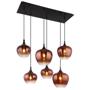 Maxy Suspension Luminaires Globo Lighting Chrome, Noir, 6 lumières