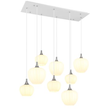 Maxy Suspension Luminaires Globo Lighting Chrome, Blanc, 8 lumières