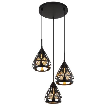 Hassan Suspension Luminaires Globo Lighting Noir, 3 lumières