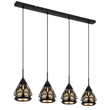 Hassan Suspension Luminaires Globo Lighting Noir, 4 lumières