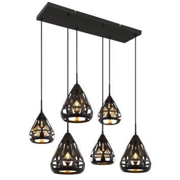 Hassan Suspension Luminaires Globo Lighting Noir, 6 lumières