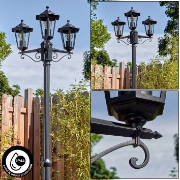 Loria Luminaire extérieur, Réverbère, Eclairage de chemin Noir, 3 lumières