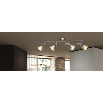 Spot de plafond Globo Hernan Gris, Argenté, 4 lumières