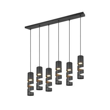 Stream Suspension Luminaires Trio Noir, 6 lumières