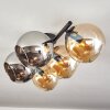 Gastor Plafonnier, Boule lumineuse Ambre, Chrome, Fumé, 5 lumières