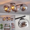 Gastor Plafonnier, Boule lumineuse Chrome, Clair, Fumé, 5 lumières