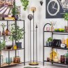 Gastor Lampadaire 25 cm Bois foncé, Noir, 3 lumières