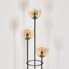 Gastor Lampadaire 30 cm Bois foncé, Noir, 3 lumières