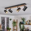 Gesteira Plafonnier, Suspension, Lampadaire Bois clair, Noir, 1 lumière