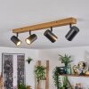 Gesteira Plafonnier, Spot de plafond Couleur bois, Noir, 4 lumières