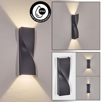 Halan Lampe murale d´extérieur, Luminaire Up & Down, Applique murale LED Noir, 2 lumières