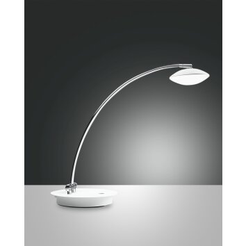 Lampe à poser Fabas Luce Hale LED Chrome, Blanc, 1 lumière