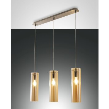 Suspension Fabas Luce Sintesi Nickel brillant, 3 lumières