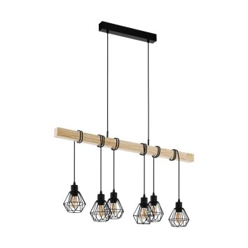 Suspension EGLO TOWNSHEND Brun, Noir, 6 lumières