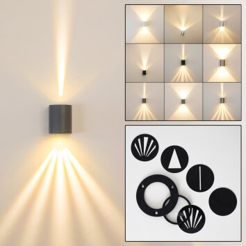 Applique murale d'extérieur Mora LED Gris, 2 lumières