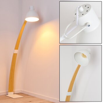 Lampadaire Higashi Bois clair, Blanc, 1 lumière