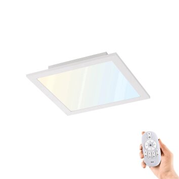 Plafonnier Leuchten-Direkt FLAT LED Blanc, 1 lumière, Télécommandes