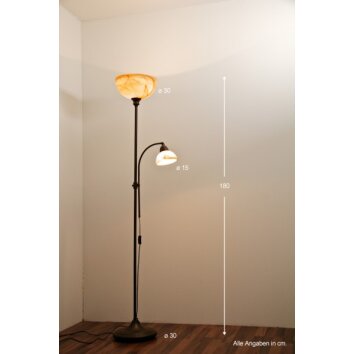 Lampadaire Wofi LACCHINO Brun, Brun foncé, Rouille, 2 lumières