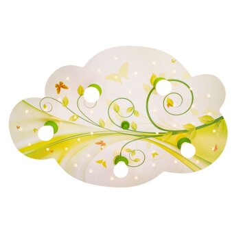 Applique murale Elobra WOLKE BLUME-PHANTASIE Jaune, Vert, 5 lumières