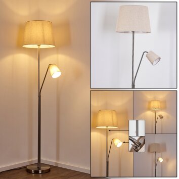 Lampadaire Gunstock Nickel brillant, 2 lumières