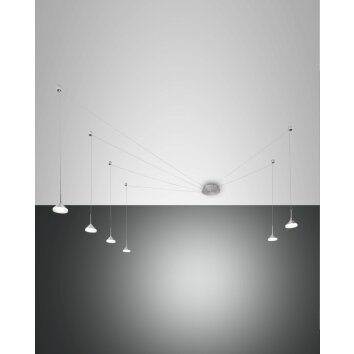 Suspension Fabas Luce Isabella LED Chrome, Nickel mat, 6 lumières