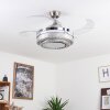 Ventilateur de plafond Bendigo LED Nickel mat, Transparent, 1 lumière