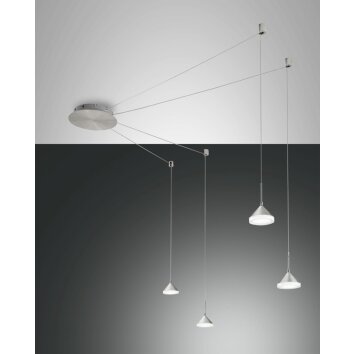 Suspension Fabas Luce Isabella LED Chrome, Nickel mat, 4 lumières