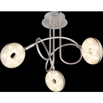 Plafonnier Globo LAILA LED Nickel mat, 3 lumières