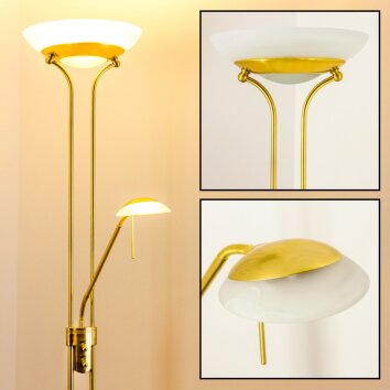 Lampadaire Biot LED Laiton, 2 lumières