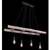 Suspension Globo IRMGARD Bois clair, Noir, 4 lumières