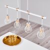 Suspension Koler Bois clair, Blanc, 4 lumières