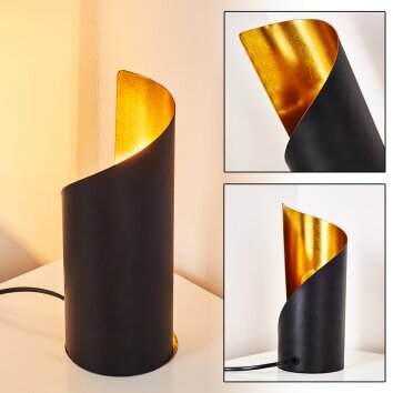 Lampe à poser Yahuma Noir doré, 1 lumière