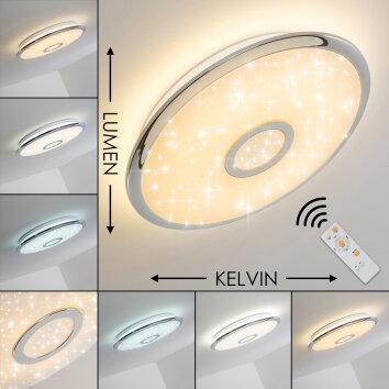 Plafonnier Jamton LED Chrome, 1 lumière, Télécommandes