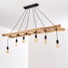 Suspension Yaak Bois clair, Noir, 6 lumières