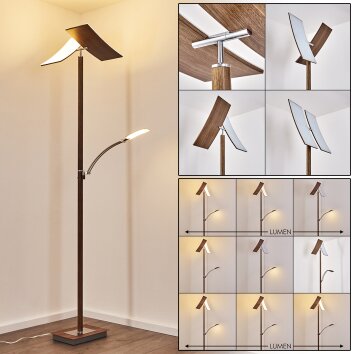 Lampadaire Lasona LED Brun, Argenté, 2 lumières