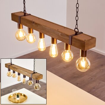 Suspension Balakovo Bois foncé, Rouille, 6 lumières