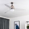 Ventilateur de plafond Varazze Nickel mat, Transparent, 1 lumière, Télécommandes