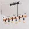 Suspension Mantigan Bois clair, Noir, 6 lumières