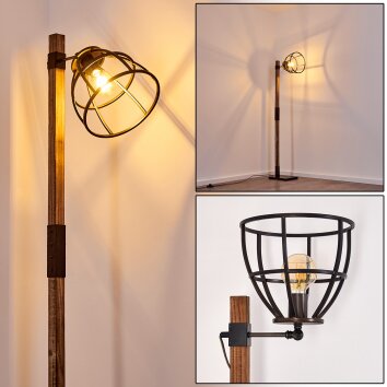 Lampadaire Haervej Bois foncé, Noir, 1 lumière