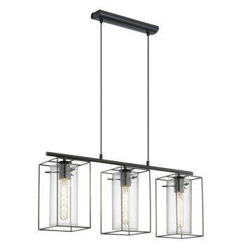 Lampe suspendue Eglo LONCINO Noir, 3 lumières