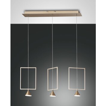 Suspension Fabas Luce Sirio LED Or, 3 lumières