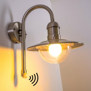 Lampe murale d'extérieur Elima Acier inoxydable, 1 lumière, Détecteur de mouvement