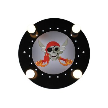 Plafonnier Elobra PIRATENKOPF Noir, 4 lumières