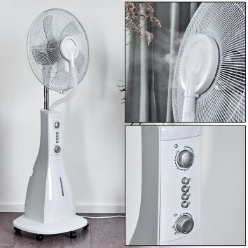 Ventilateur Rethymno Chrome, Argenté, Blanc