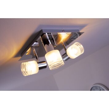 Spot de plafond LED Brilliant Leuchten Chrome, Nickel mat, Blanc, 3 lumières