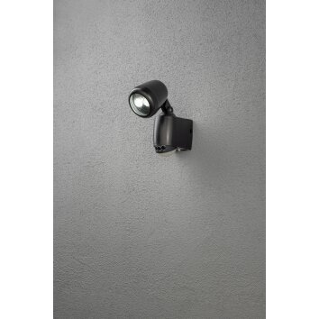 Applique murale Konstsmide Prato LED Noir, 2 lumières, Détecteur de mouvement